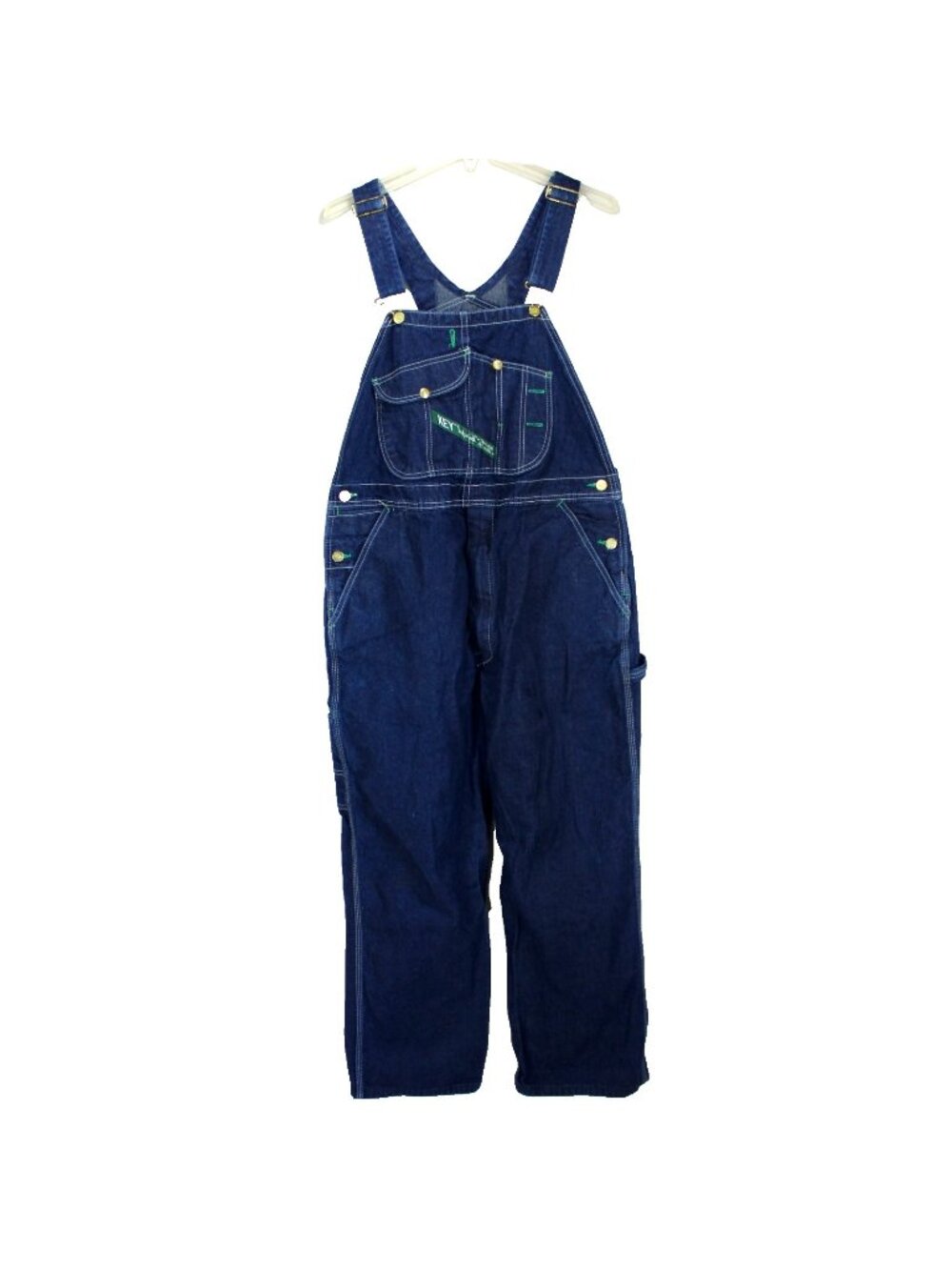 Key Imperial Bib Overalls Mens Size 36 x 29 Dark Wash Blue Denim Zipper Fly